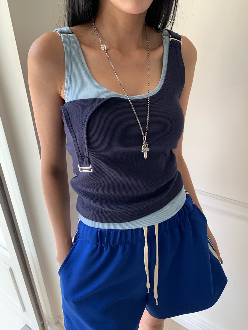 BADCALM韓國直郵女裝新品熱賣休閑26夏季人氣吊帶背心羅紋BADCALM吊帶/背心