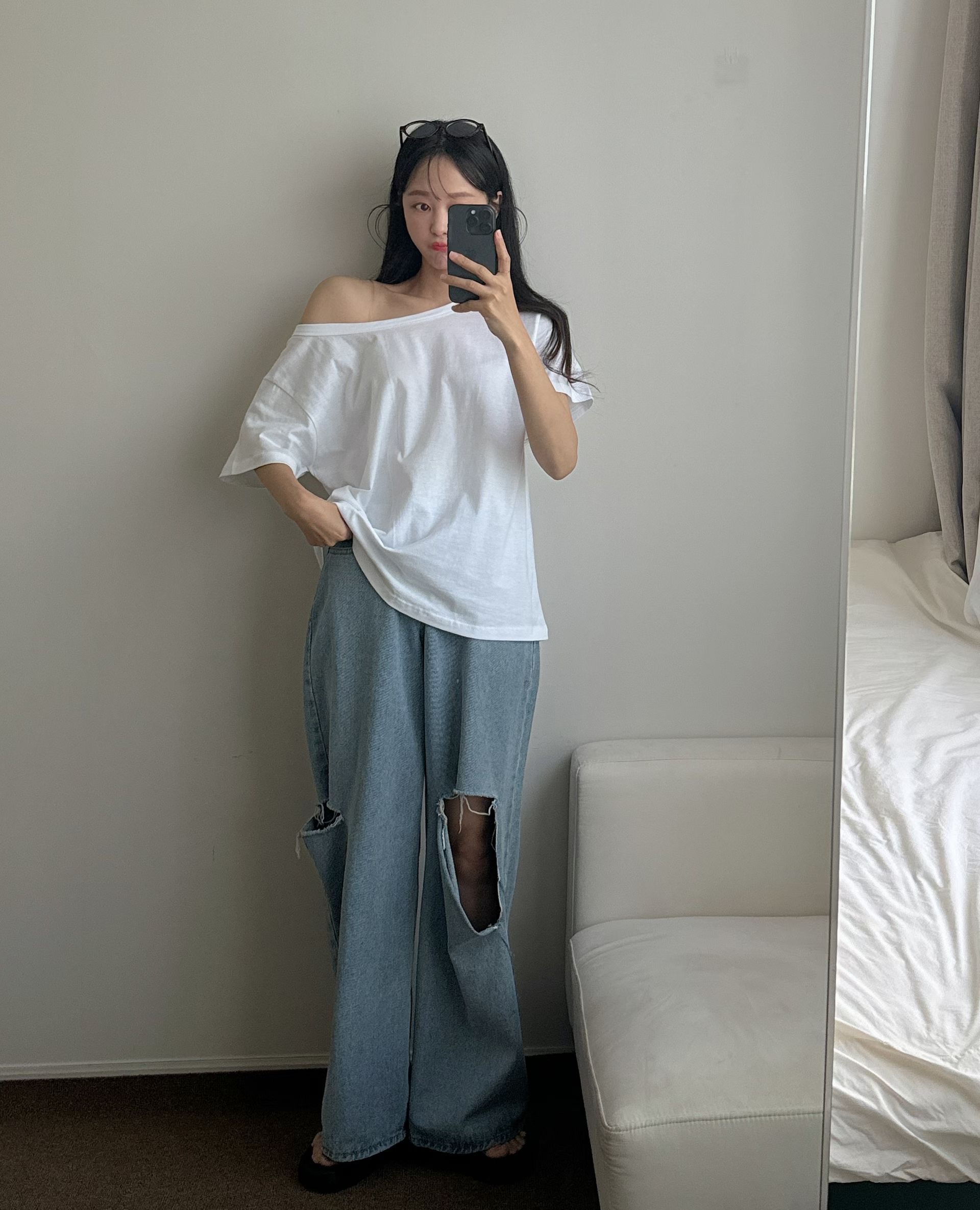 PUDDING韓國東大門代購女裝新款推薦熱賣時尚T恤露肩寬松PUDDINGT恤
