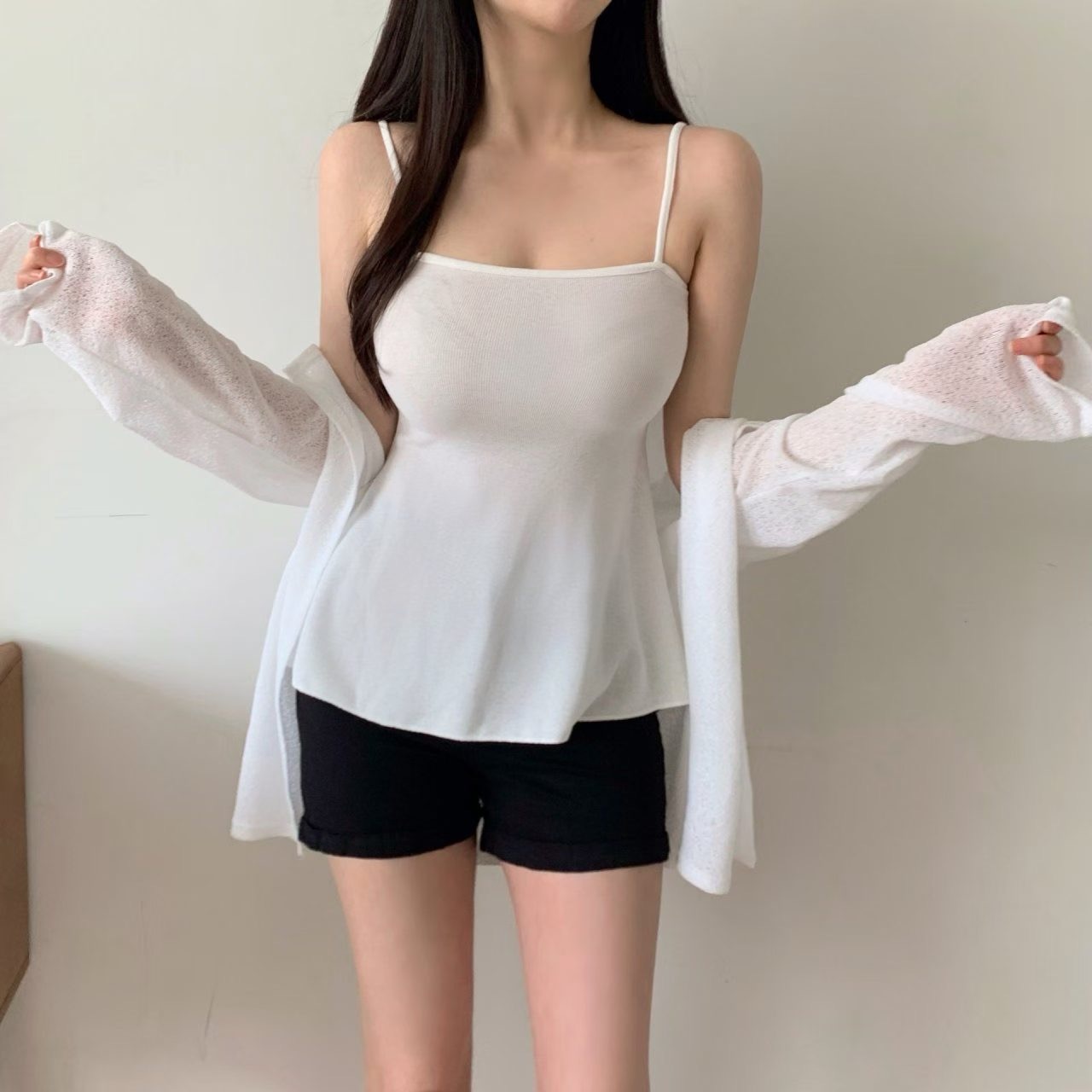 PUDDING韓國東大門直郵女士新品時尚人氣吊帶背心荷葉邊無袖PUDDING吊帶/背心