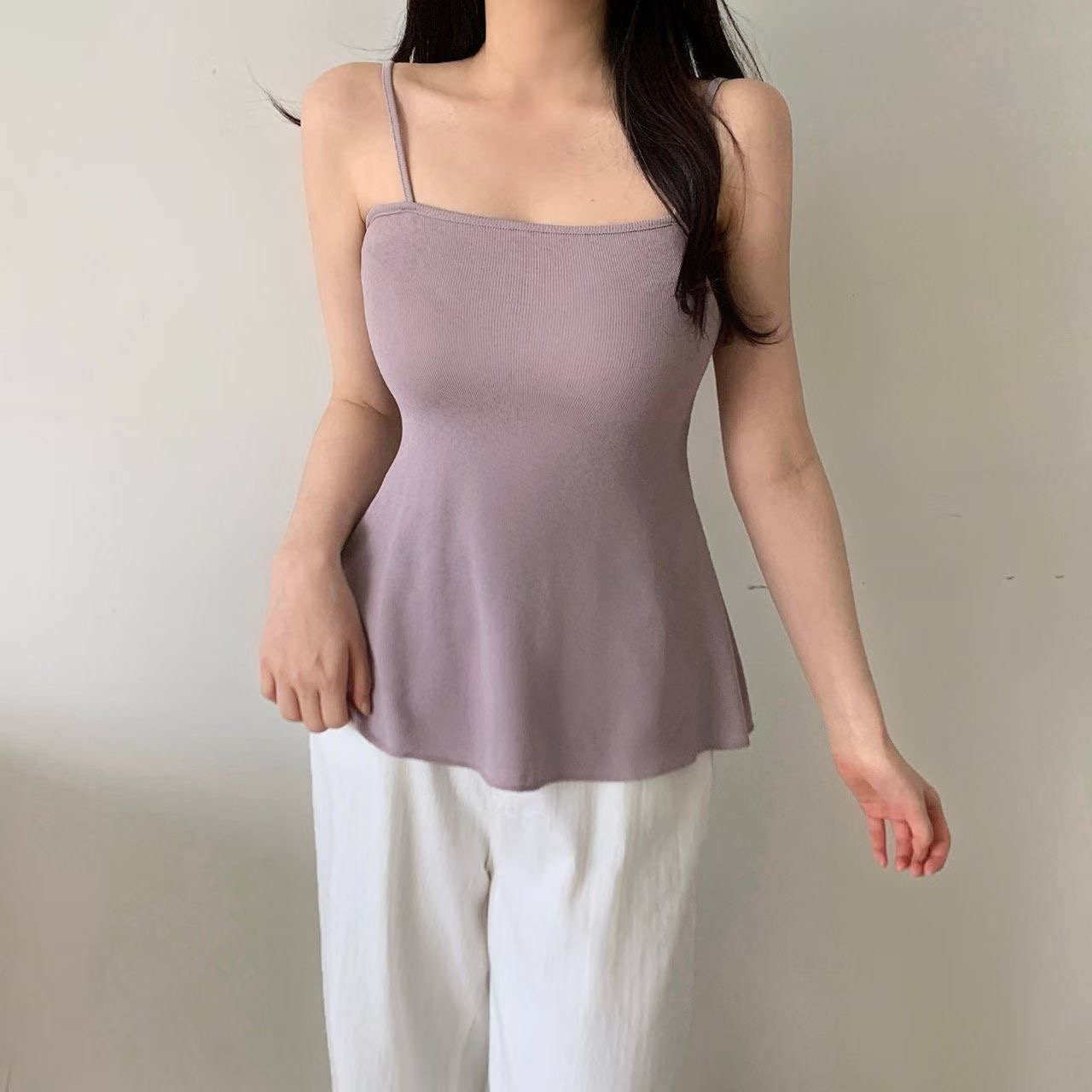 PUDDING韓國東大門直郵女士新品時尚人氣吊帶背心荷葉邊無袖PUDDING吊帶/背心圖色2
