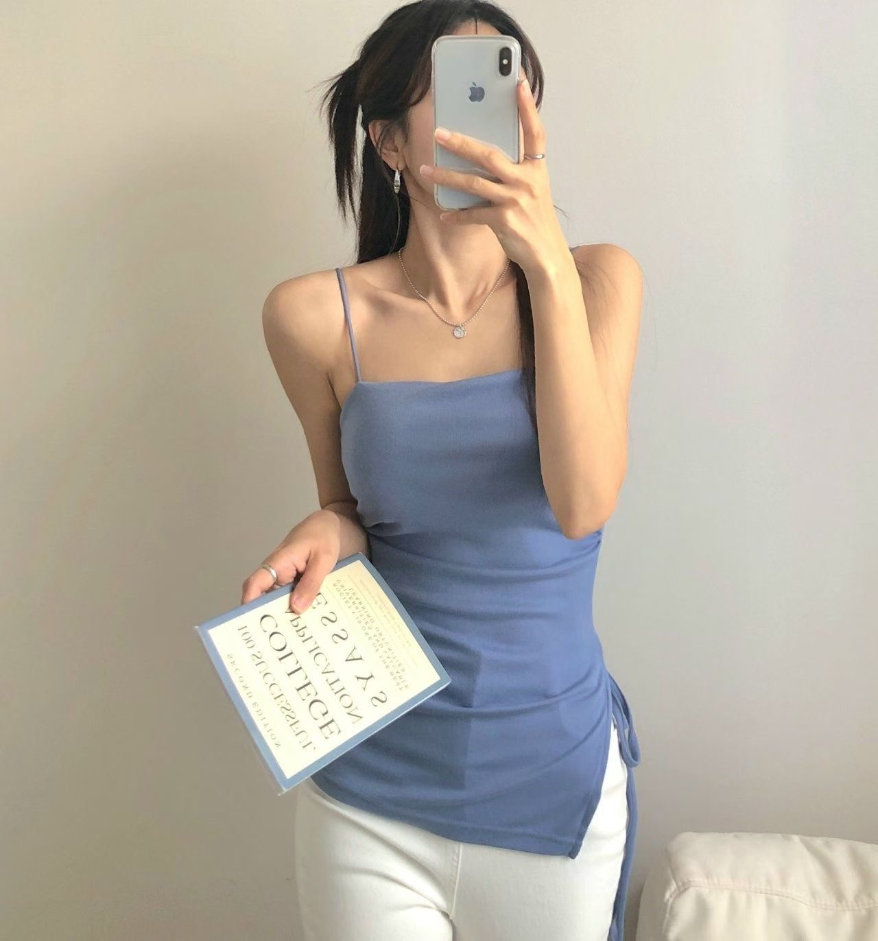 PUDDING韓國東大門代購女裝新品推薦休閑吊帶背心開衩長款PUDDING吊帶/背心圖色3