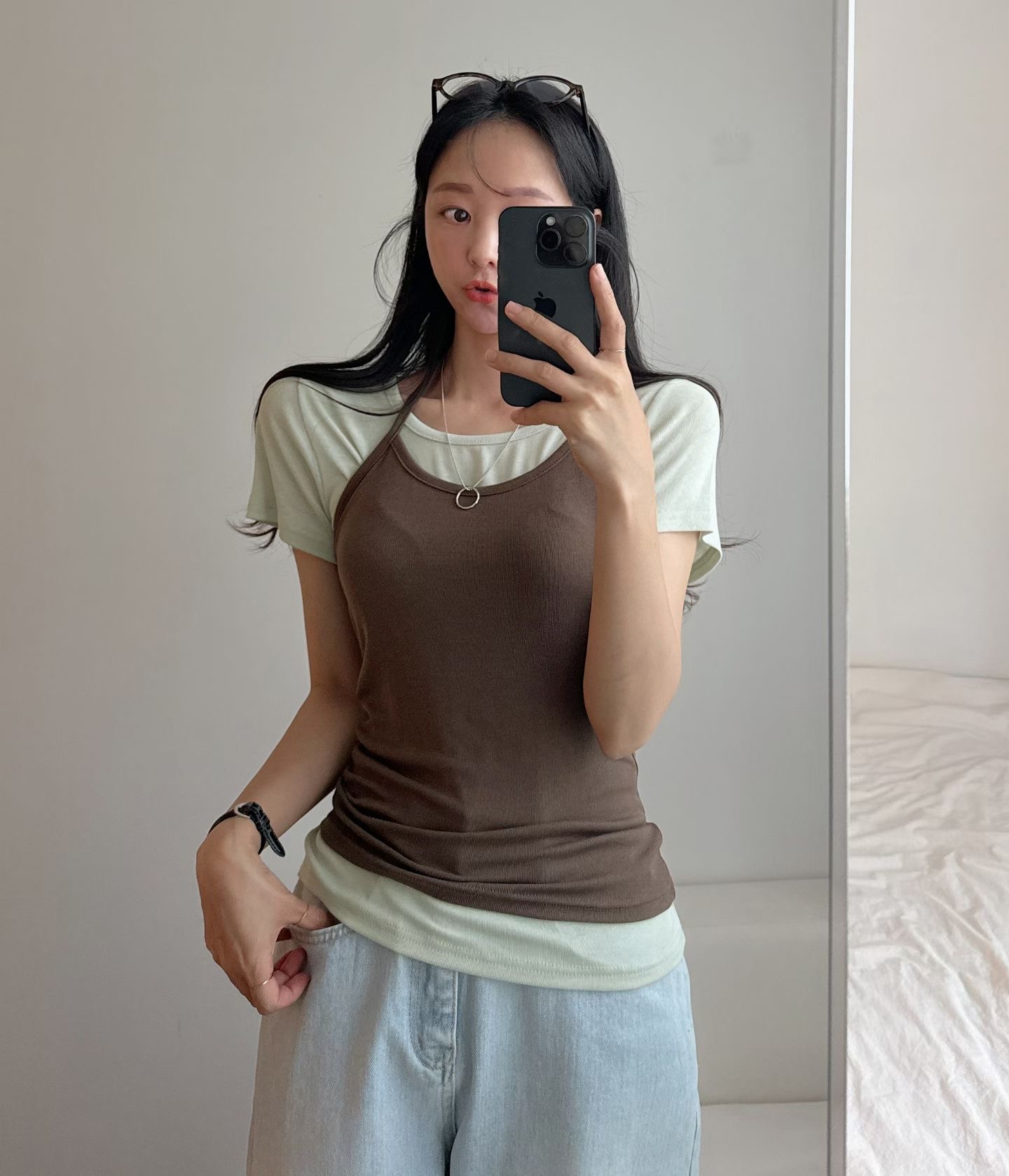 PUDDING韓國東大門直郵女裝新品人氣26夏季套裝套裝露背無袖PUDDING套裝圖色2