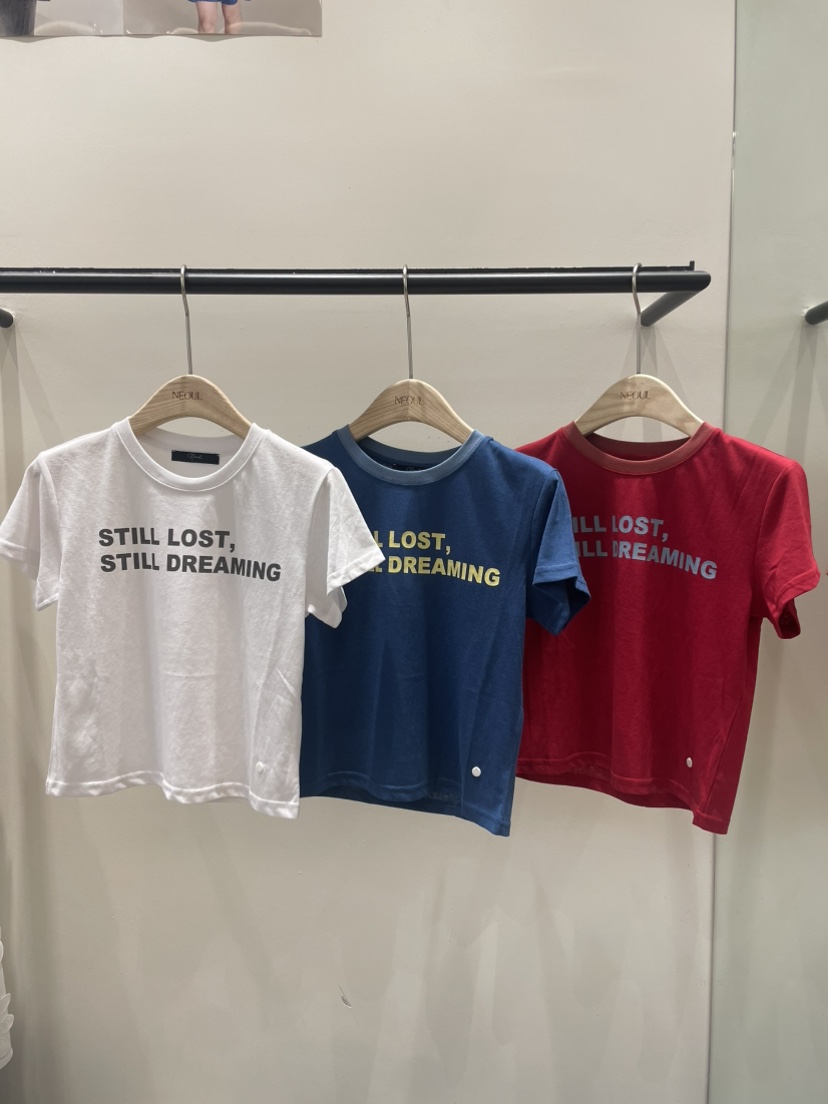 NEOUL韓國代購女裝新品休閑人氣時尚熱賣推薦26夏季T恤NEOUL/ahin雙領標簽T恤