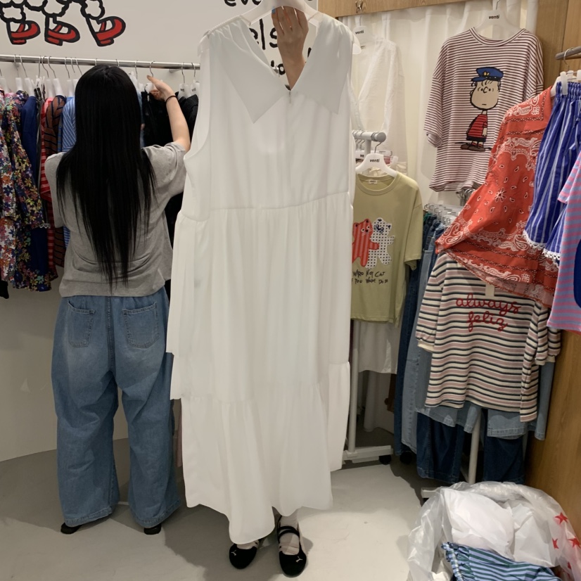 VENTI韓國直郵女裝新款時尚26夏季休閑熱賣人氣連衣裙褶裥VENTI連衣裙