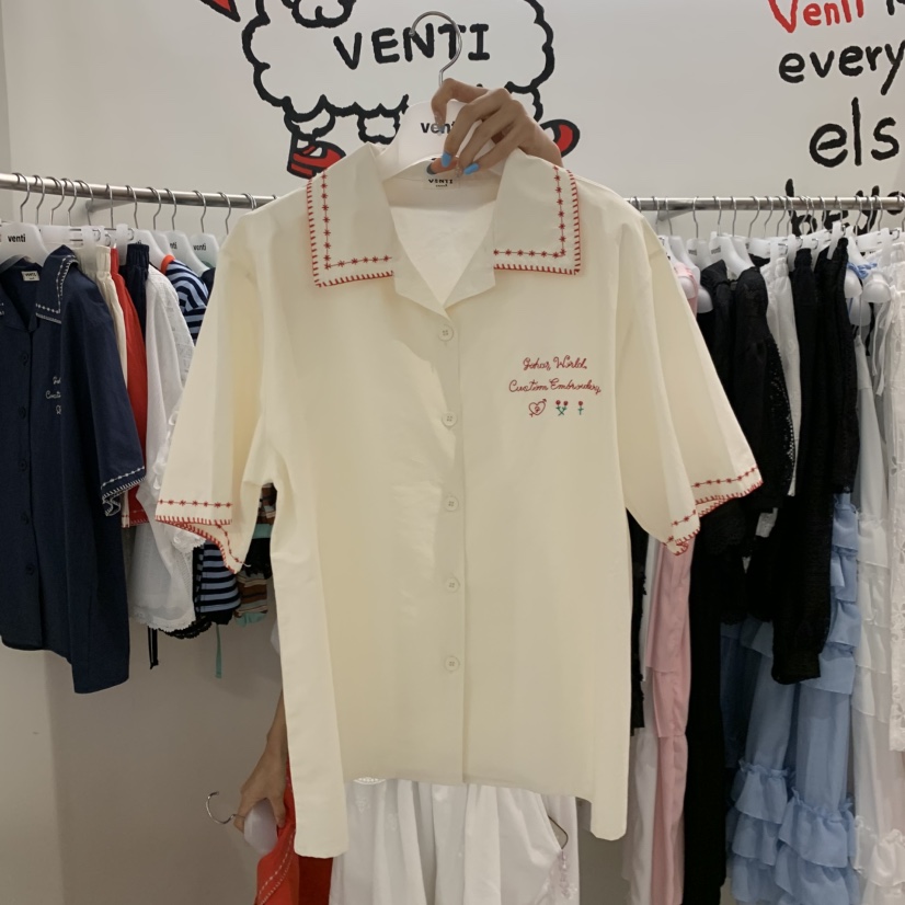VENTI韓國直郵女士新品時尚26夏季休閑推薦人氣襯衫蕾絲衫VENTI襯衫/蕾絲衫圖色1