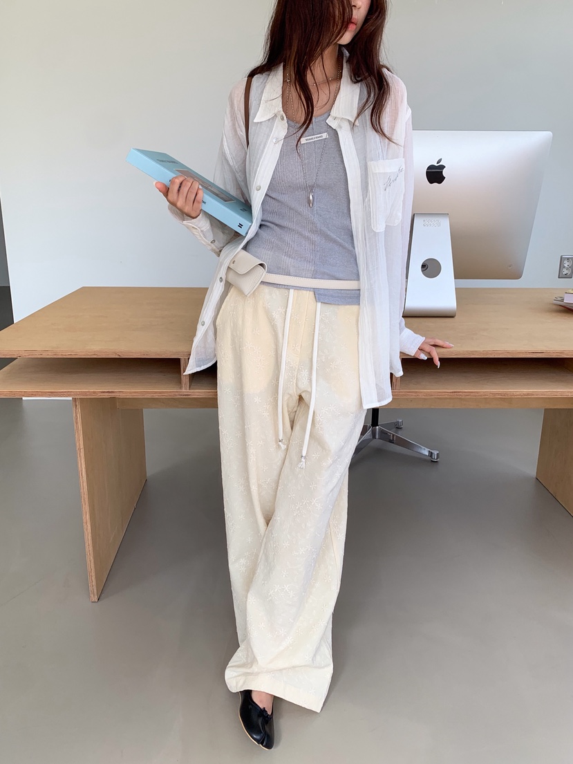 WEARABLE-L韓國代購女士新品熱賣休閑26夏季人氣休閑褲花朵WEARABLE休閑褲