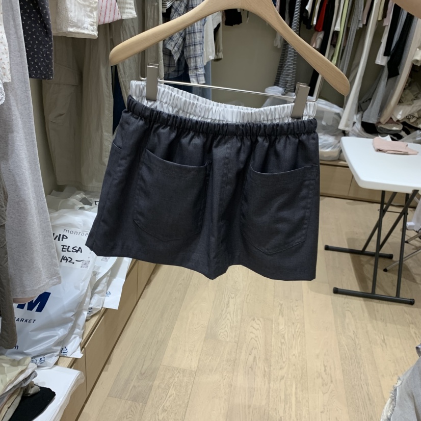 MEMOIRE韓國東大門直郵女士新品26夏季時尚熱賣休閑短裙撞色MEMOIRE短裙