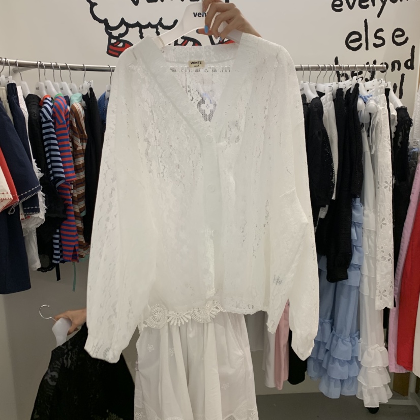 VENTI韓國直郵女裝新品熱賣時尚26夏季襯衫蕾絲衫蕾絲開衫VENTI襯衫/蕾絲衫圖色1