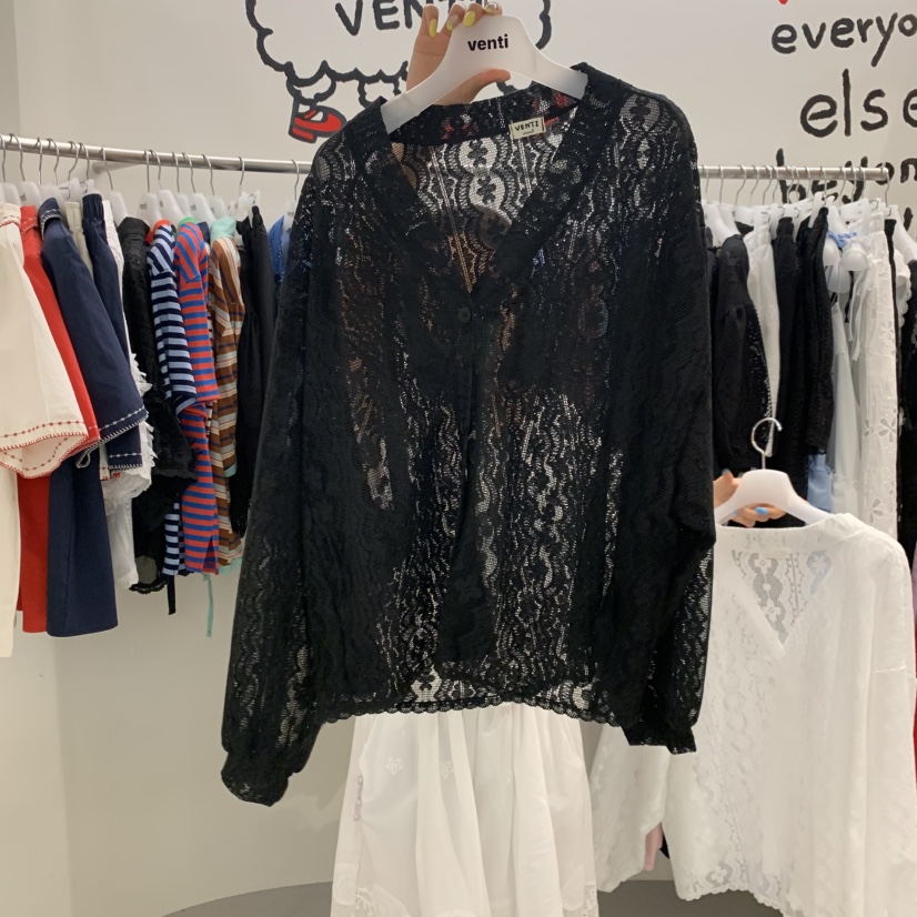 VENTI韓國直郵女裝新品熱賣時尚26夏季襯衫蕾絲衫蕾絲開衫VENTI襯衫/蕾絲衫圖色2