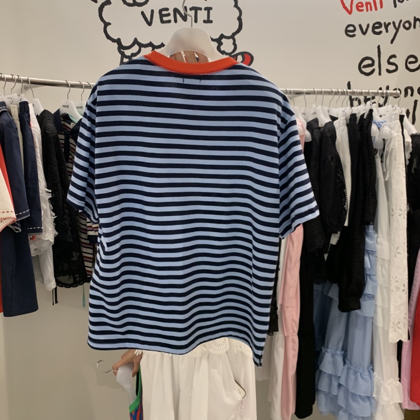 VENTI韓國直郵女士新品26夏季休閑人氣時尚熱賣推薦T恤條紋VENTIT恤