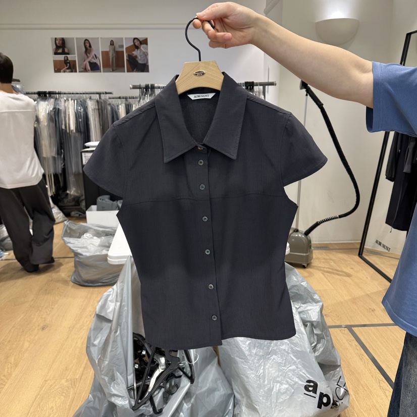 aube nunt韓國直郵實拍女士新款時尚26夏季推薦襯衫蕾絲衫aube nunt襯衫/蕾絲衫圖色2