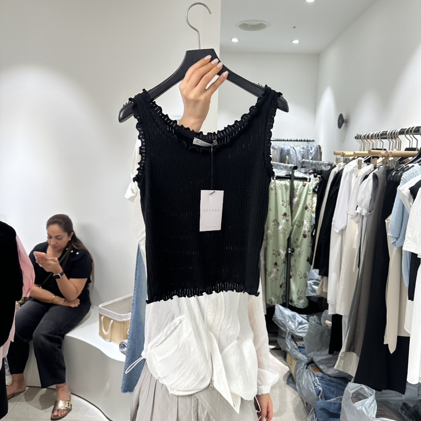 BETHEL韓國東大門直郵女士新品熱賣時尚吊帶背心荷葉邊無袖BETHEL吊帶/背心圖色2