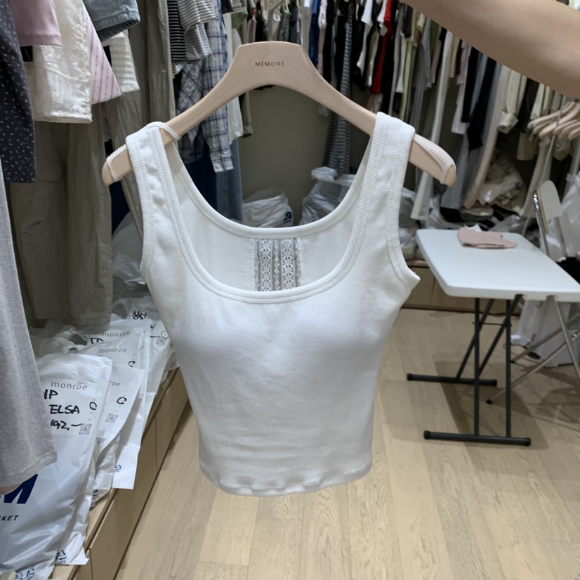 MEMOIRE韓國直郵實拍女士新款時尚熱賣休閑26夏季吊帶背心蕾絲MEMOIRE吊帶/背心圖色2