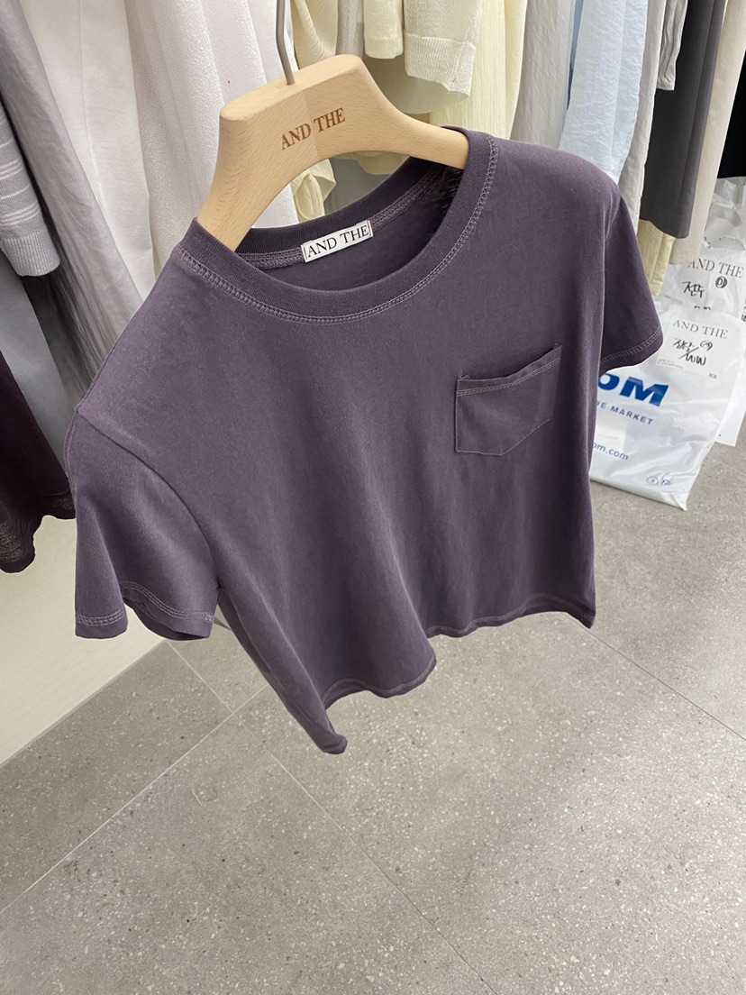 AND THE韓國東大門代購女士新品推薦時尚人氣休閑T恤口袋AND THET恤圖色1