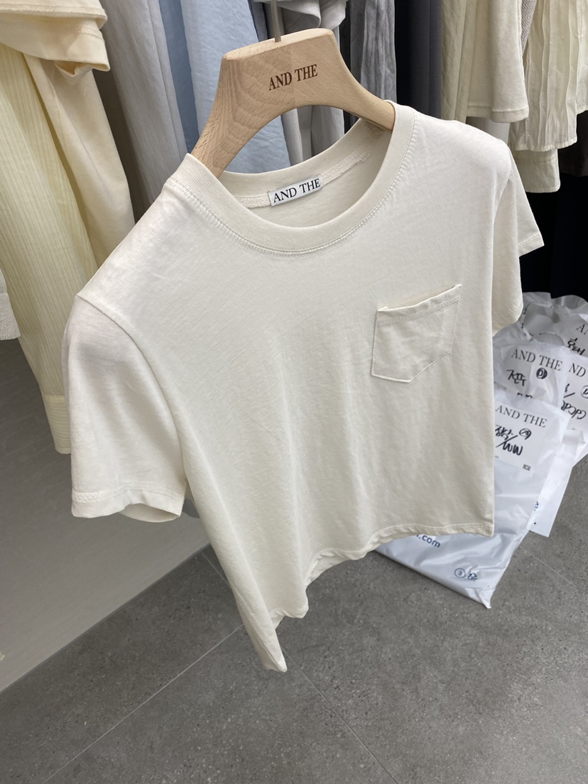 AND THE韓國東大門代購女士新品推薦時尚人氣休閑T恤口袋AND THET恤圖色2