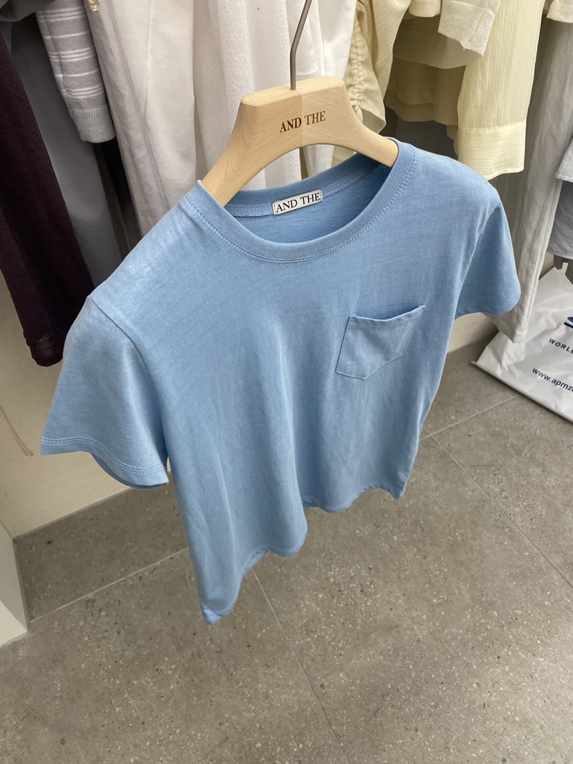 AND THE韓國東大門代購女士新品推薦時尚人氣休閑T恤口袋AND THET恤圖色4