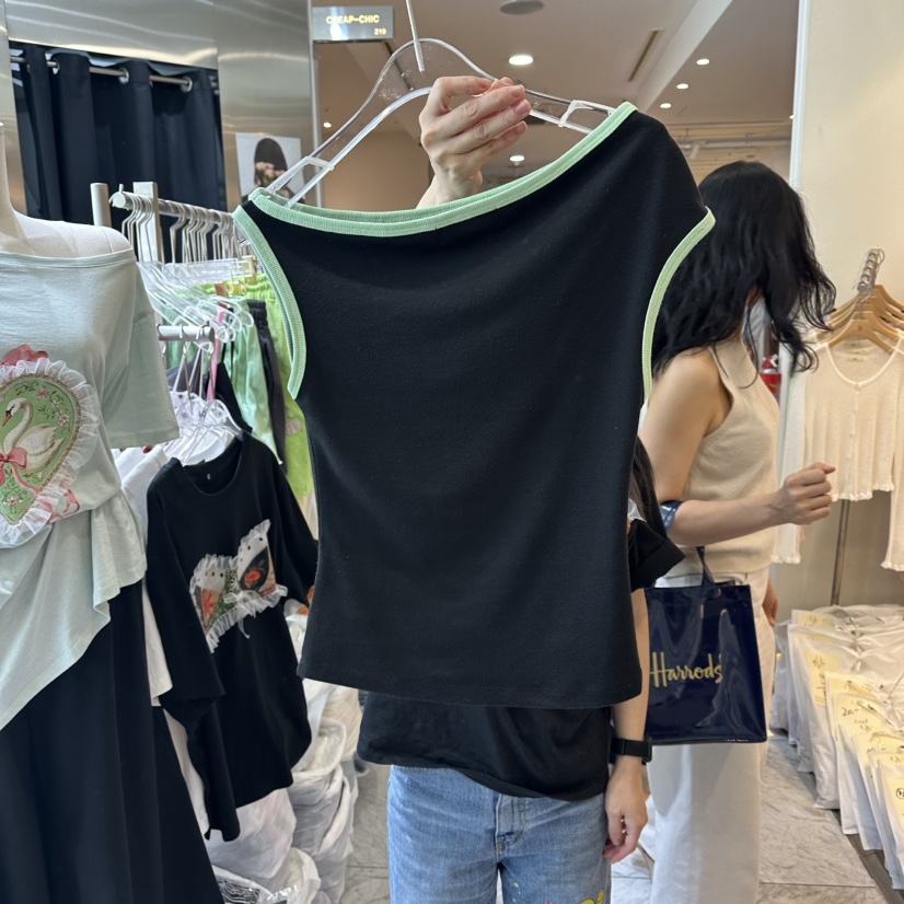 CHEAP-CHIC東大門實拍韓國女士新款推薦吊帶背心不對稱無袖CHEAP-CHIC/CHARLES THE SECOND吊帶/背心
