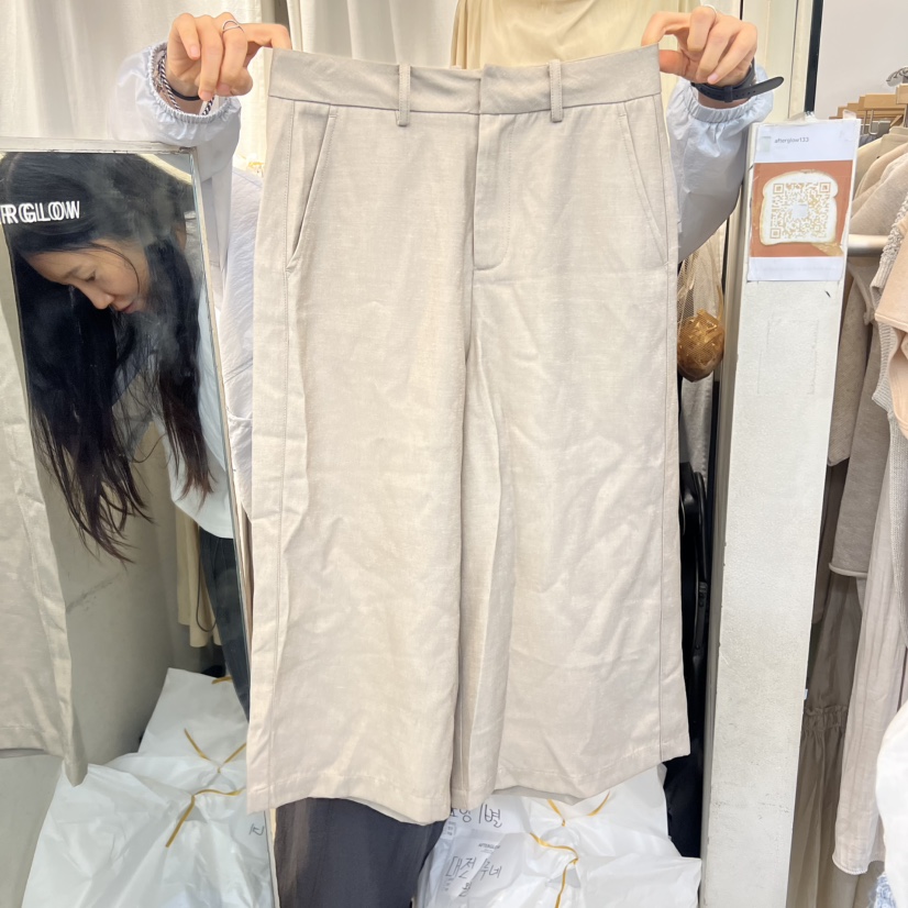 AFTERGLOW東大門實拍韓國女士新品熱賣短褲不含腰帶亞麻布AFTERGLOW短褲圖色1