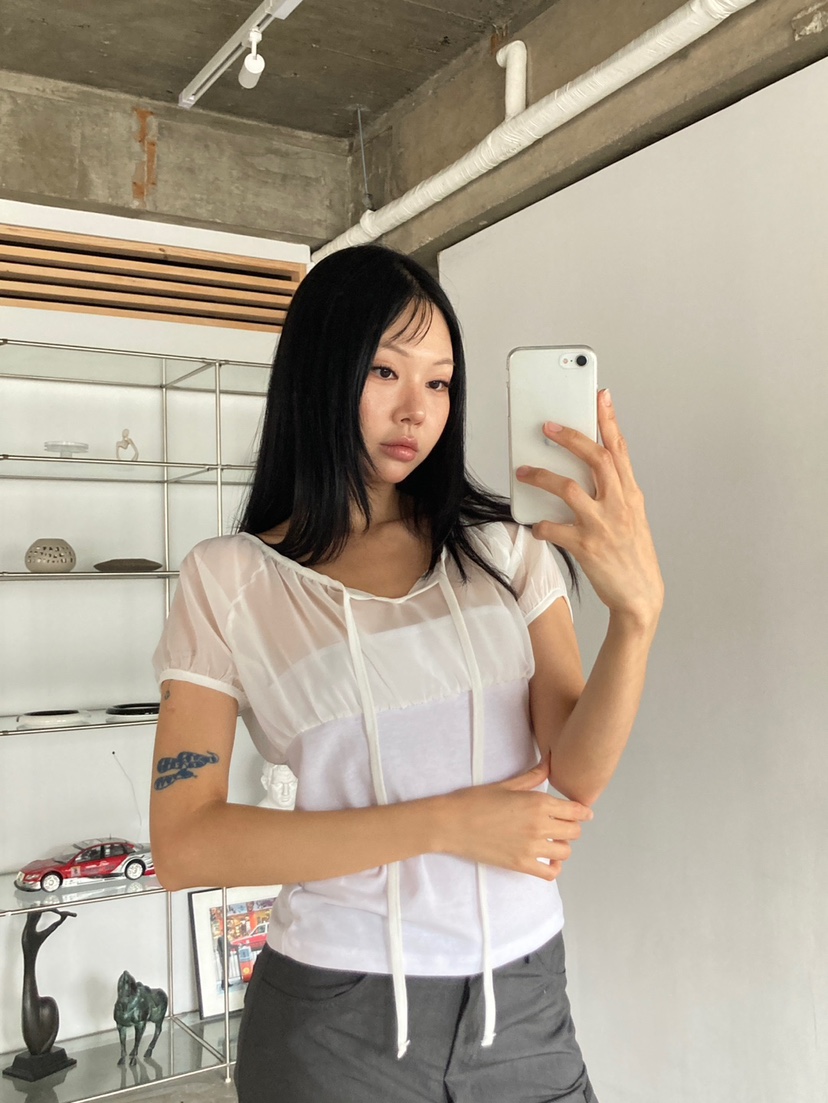 MORE THAN-P東大門實拍韓國女裝新款推薦襯衫蕾絲衫褶皺MORE THAN襯衫/蕾絲衫