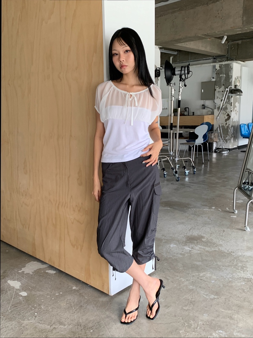 MORE THAN-P東大門實拍韓國女裝新款推薦襯衫蕾絲衫褶皺MORE THAN襯衫/蕾絲衫