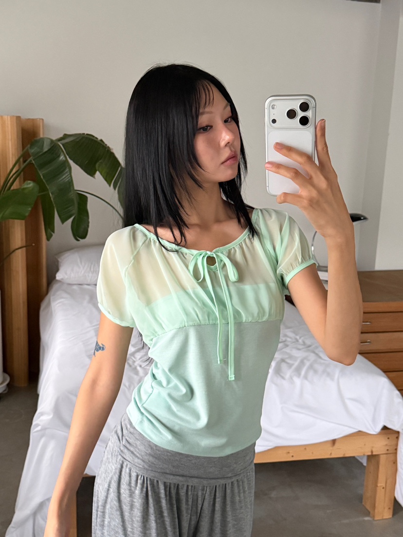 MORE THAN-P東大門實拍韓國女裝新款推薦襯衫蕾絲衫褶皺MORE THAN襯衫/蕾絲衫