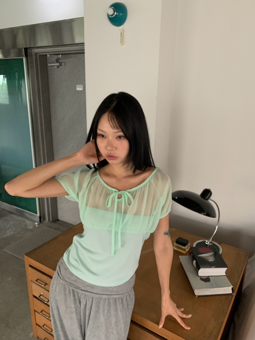 MORE THAN-P東大門實拍韓國女裝新款推薦襯衫蕾絲衫褶皺MORE THAN襯衫/蕾絲衫