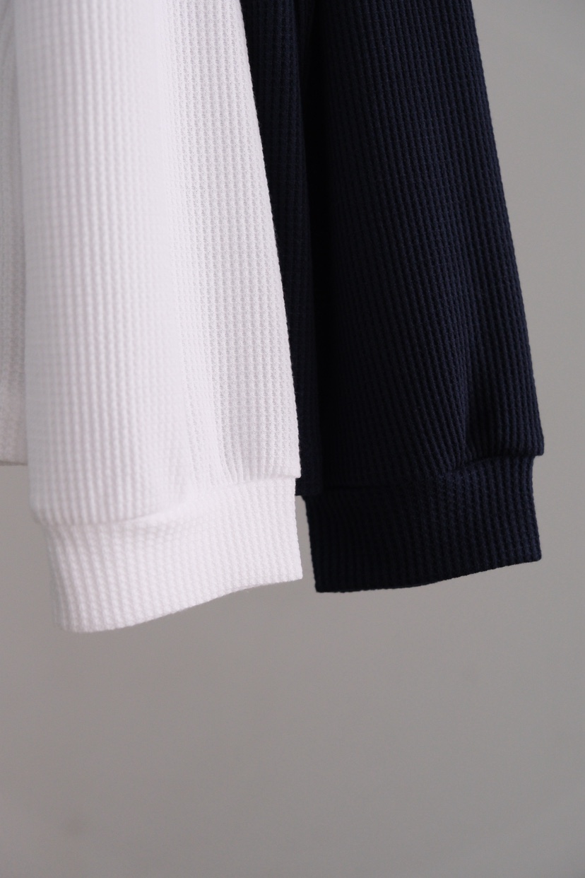 SORBET/FLAT WHITE韓國代購女裝新品26夏季長袖T恤華夫格格紋SORBET/FLAT WHITE長袖T恤