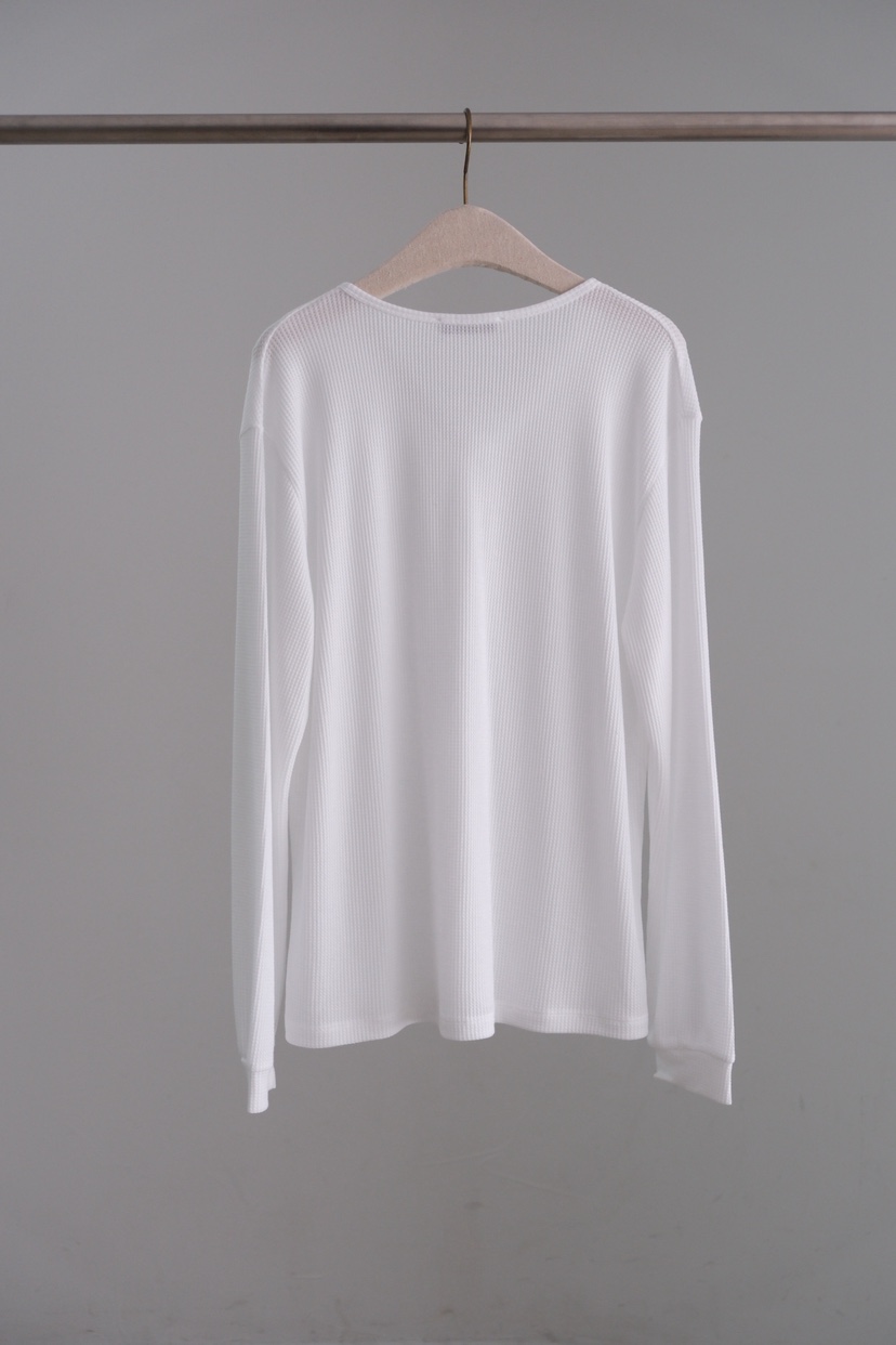 SORBET/FLAT WHITE韓國代購女裝新品26夏季長袖T恤華夫格格紋SORBET/FLAT WHITE長袖T恤