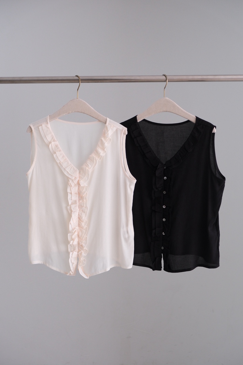 SORBET/FLAT WHITE韓國直郵女裝新品時尚吊帶背心荷葉邊SORBET/FLAT WHITE吊帶/背心