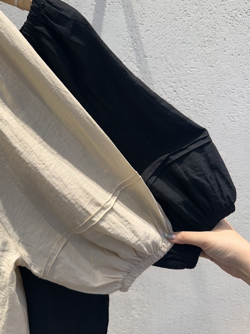 THE LINE-Q韓國東大門直郵女士新款休閑襯衫蕾絲衫亞麻THE LINE-Q襯衫/蕾絲衫