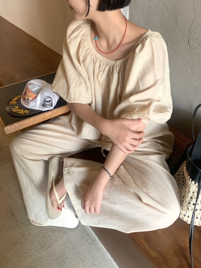 THE LINE-Q韓國東大門直郵女士新款休閑襯衫蕾絲衫亞麻THE LINE-Q襯衫/蕾絲衫