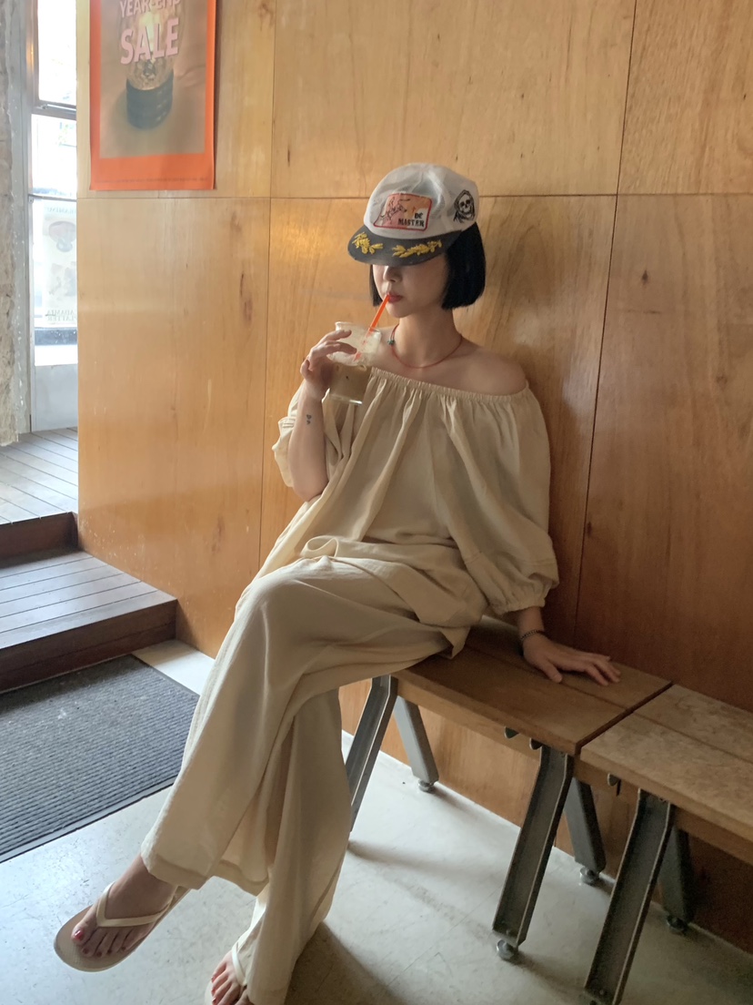 THE LINE-Q韓國東大門直郵女士新款休閑襯衫蕾絲衫亞麻THE LINE-Q襯衫/蕾絲衫