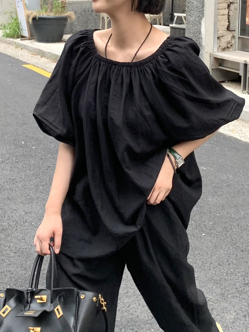 THE LINE-Q韓國東大門直郵女士新款休閑襯衫蕾絲衫亞麻THE LINE-Q襯衫/蕾絲衫圖色1