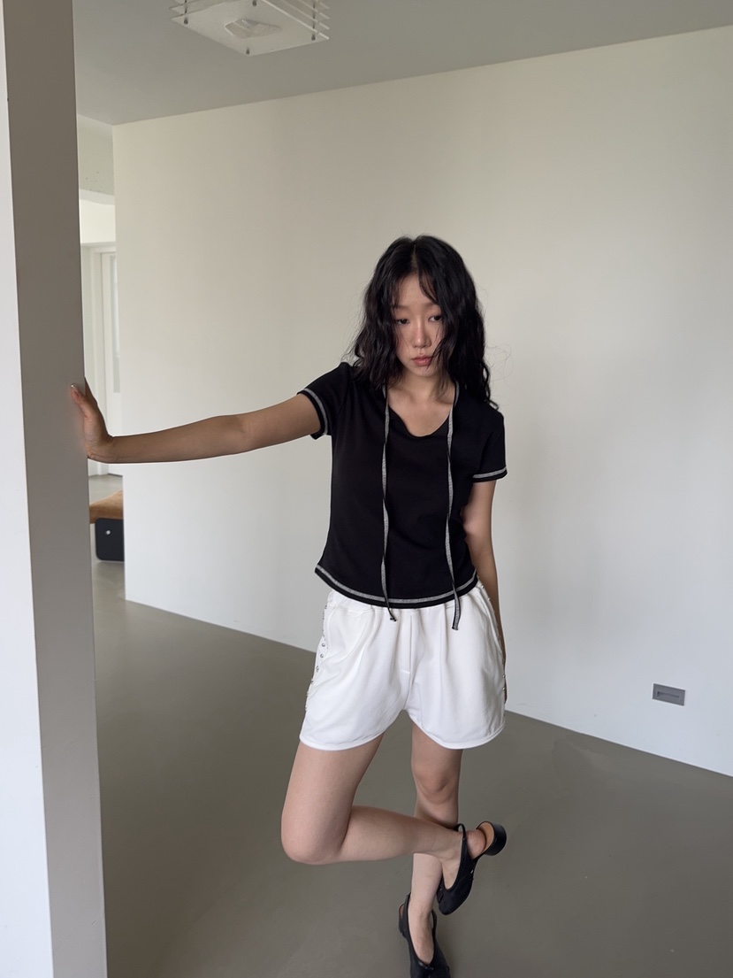 SUNDER MARKET韓國直郵女裝新款熱賣人氣推薦休閑T恤絲帶SUNDER MARKETT恤