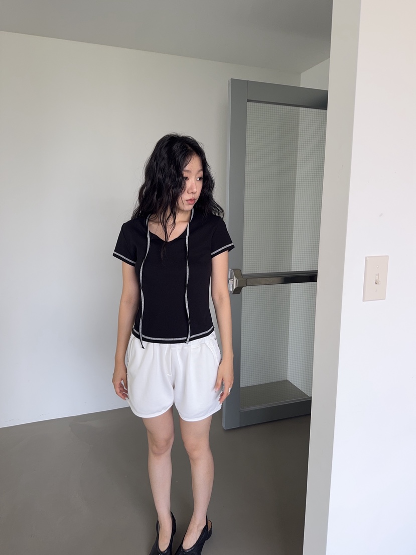 SUNDER MARKET韓國直郵女裝新款熱賣人氣推薦休閑T恤絲帶SUNDER MARKETT恤