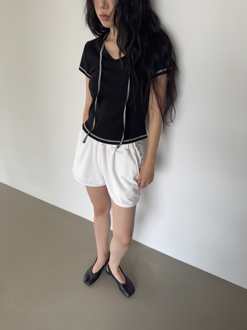 SUNDER MARKET韓國直郵女裝新款熱賣人氣推薦休閑T恤絲帶SUNDER MARKETT恤