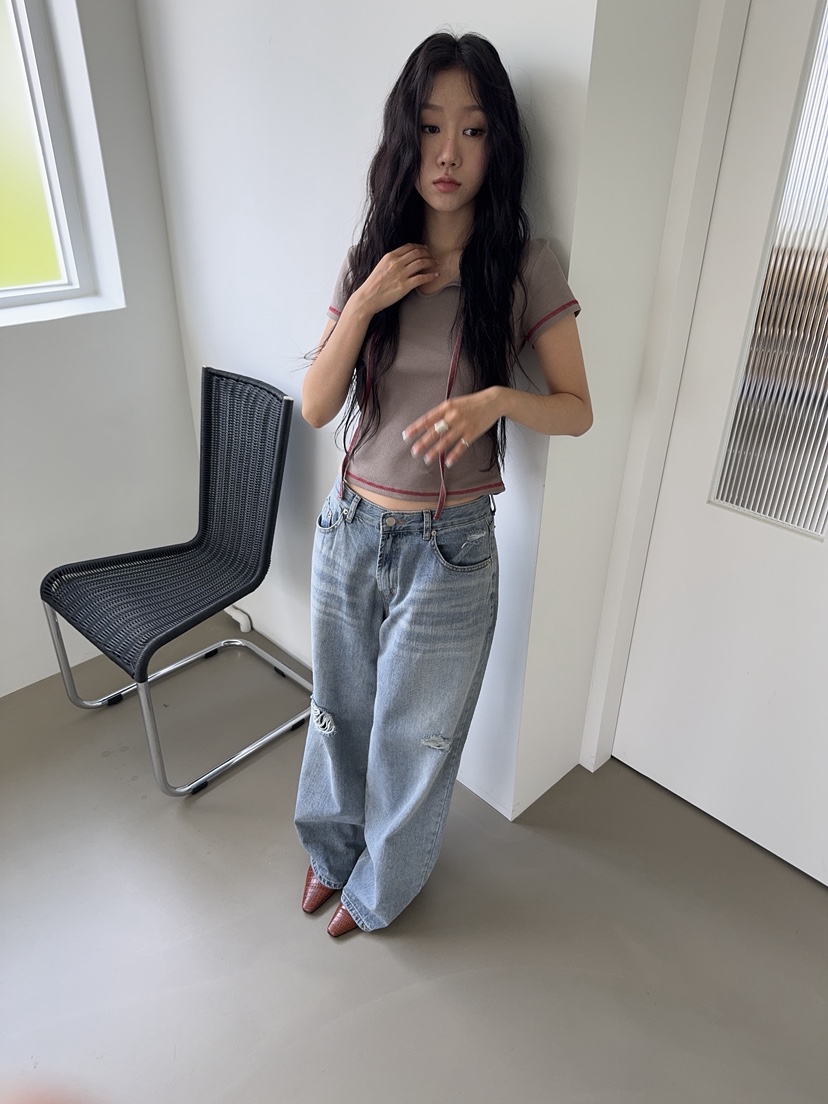 SUNDER MARKET韓國直郵女裝新款熱賣人氣推薦休閑T恤絲帶SUNDER MARKETT恤