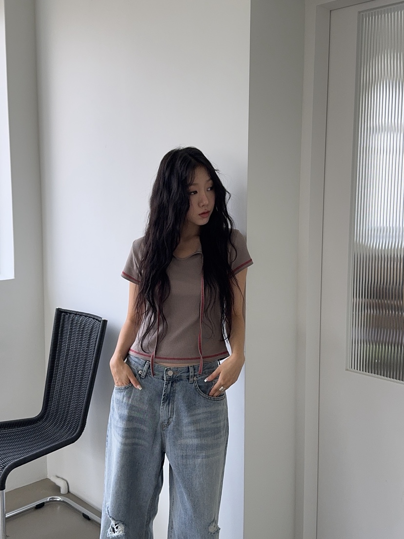 SUNDER MARKET韓國直郵女裝新款熱賣人氣推薦休閑T恤絲帶SUNDER MARKETT恤