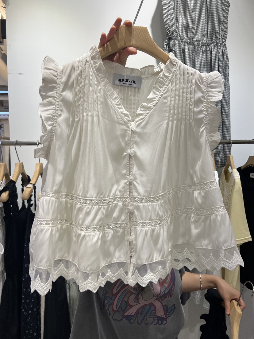OLA韓國直郵實拍女士新品休閑人氣推薦熱賣26夏季襯衫蕾絲衫mellor/OLA襯衫/蕾絲衫圖色1