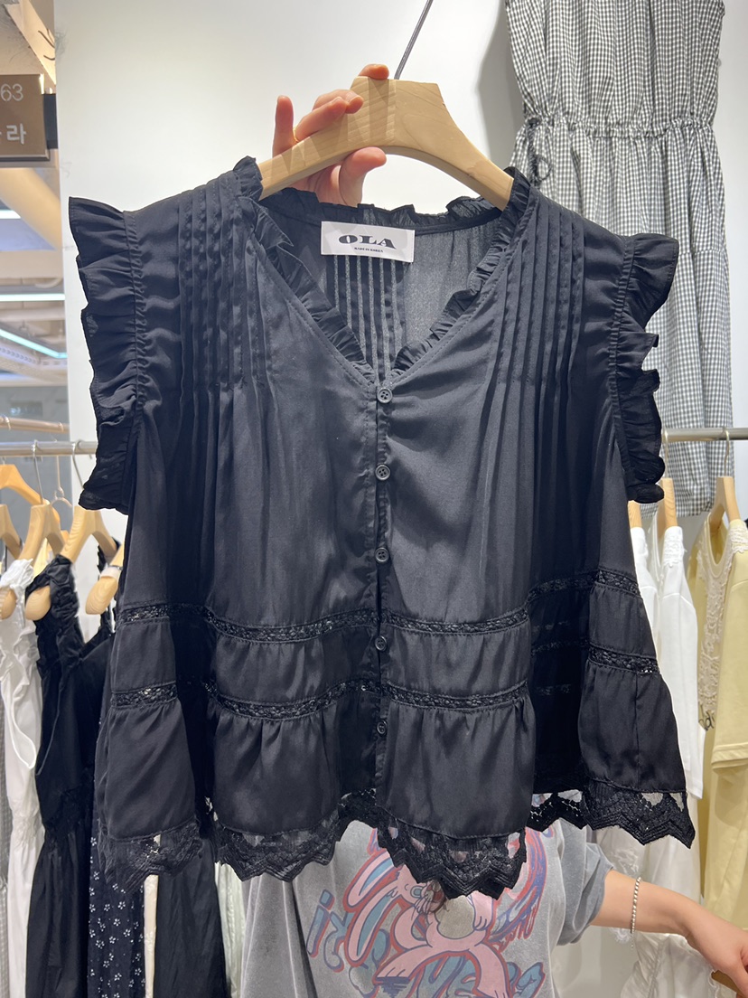 OLA韓國直郵實拍女士新品休閑人氣推薦熱賣26夏季襯衫蕾絲衫mellor/OLA襯衫/蕾絲衫圖色2