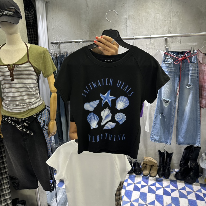 AMOUR韓國代購女士新品26夏季時尚休閑人氣熱賣推薦T恤AMOURT恤圖色2