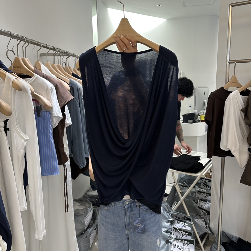 RENDER韓國直郵女裝新品推薦休閑時尚人氣吊帶背心不含內搭RENDER吊帶/背心圖色3深藍色