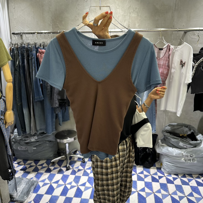 AMOUR韓國東大門直郵女士新品推薦26夏季休閑熱賣時尚套裝AMOUR套裝圖色1