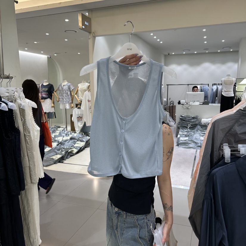 BENE韓國直郵實拍女士新款時尚26夏季熱賣吊帶背心透明羅紋BENE吊帶/背心圖色3