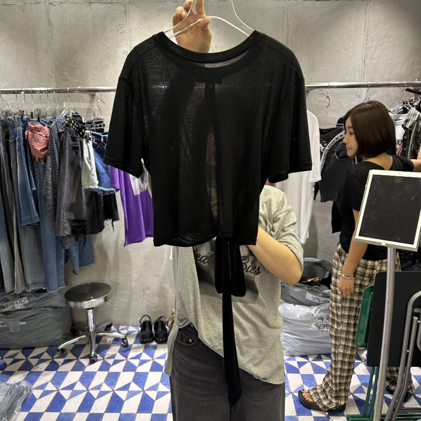 AMOUR韓國直郵女裝新品人氣26夏季熱賣時尚推薦T恤天絲緞帶AMOURT恤圖色2