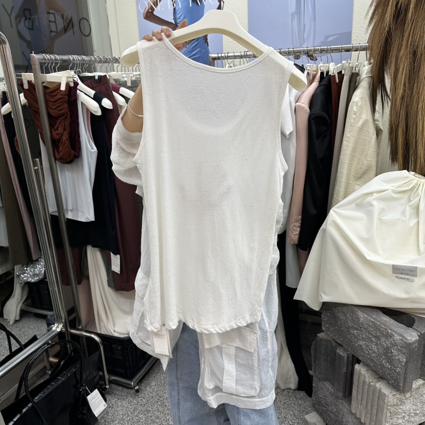 ONEBYTWO韓國代購女裝新品26夏季時尚推薦吊帶背心亞麻無袖ONE BY TWO吊帶/背心