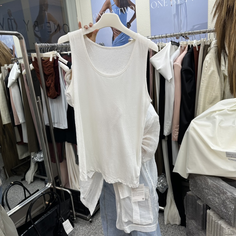 ONEBYTWO韓國代購女裝新品26夏季時尚推薦吊帶背心亞麻無袖ONE BY TWO吊帶/背心圖色1