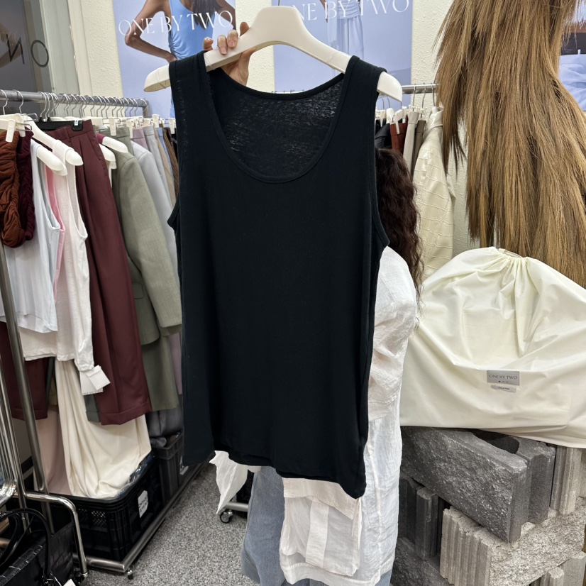 ONEBYTWO韓國代購女裝新品26夏季時尚推薦吊帶背心亞麻無袖ONE BY TWO吊帶/背心圖色2