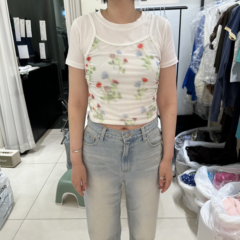 EGG IS韓國東大門代購女裝新品人氣T恤不含項鏈假兩件網狀EGG IST恤圖色1