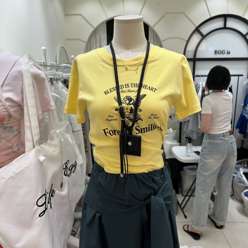 EGG IS韓國直郵實拍女士新品人氣休閑推薦熱賣T恤不含配飾EGG IST恤圖色2